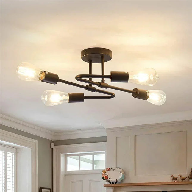Plafonnier en fer forgé américain minimaliste, lustre nordique pour salon et salle à manger