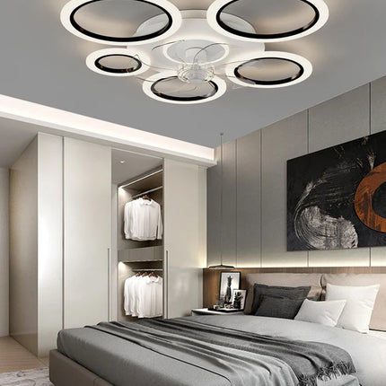 Plafonnier ventilateur circulaire minimaliste blanc avec lumière LED et contrôle intelligent