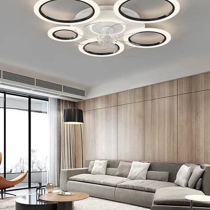 Plafonnier ventilateur circulaire minimaliste blanc avec lumière LED et contrôle intelligent