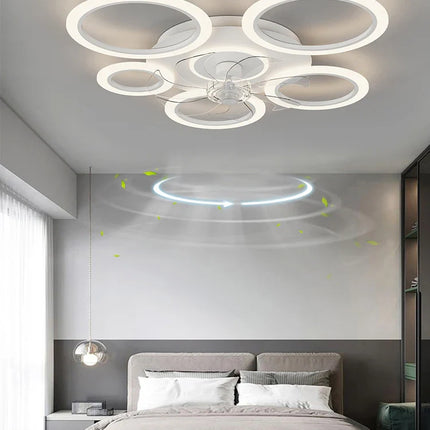 Plafonnier ventilateur circulaire minimaliste blanc avec lumière LED et contrôle intelligent
