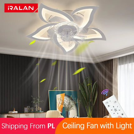 Plafonnier ventilateur IRALAN LED dimmable avec télécommande, design moderne et silencieux