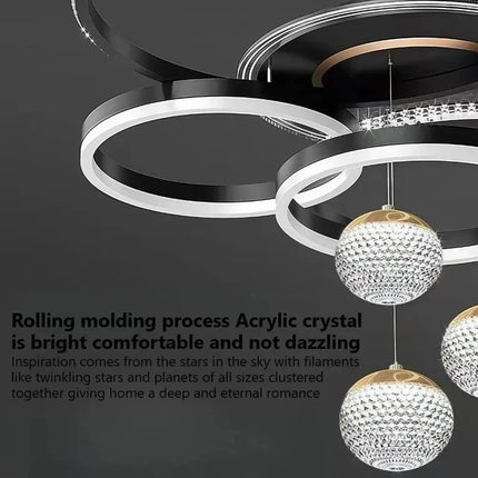 Plafonnier LED moderne design créatif en fer avec lumière chaude et réglable pour salon et chambre