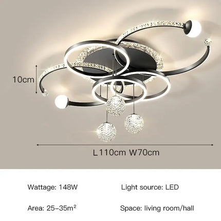 Plafonnier LED moderne design créatif en fer avec lumière chaude et réglable pour salon et chambre
