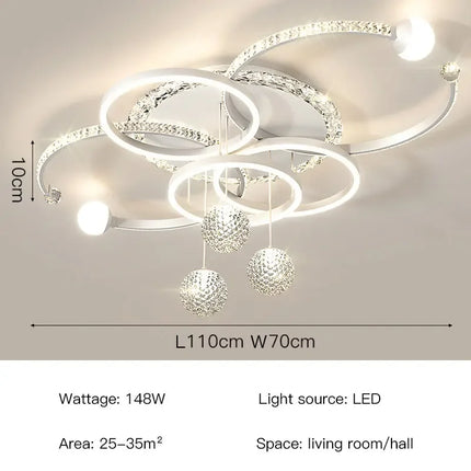 Plafonnier LED moderne design créatif en fer avec lumière chaude et réglable pour salon et chambre