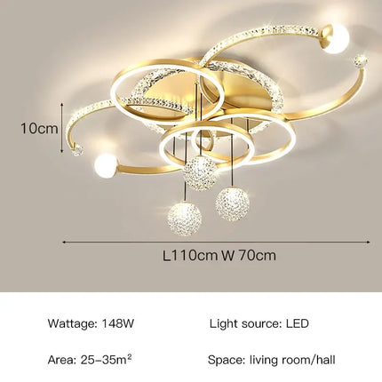 Plafonnier LED moderne design créatif en fer avec lumière chaude et réglable pour salon et chambre