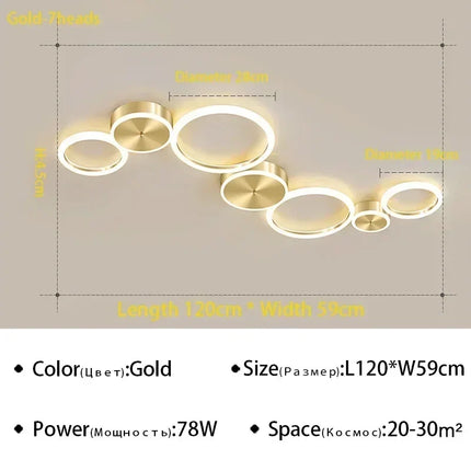 Plafonnier LED moderne en aluminium, luminaire décoratif pour salon et chambre