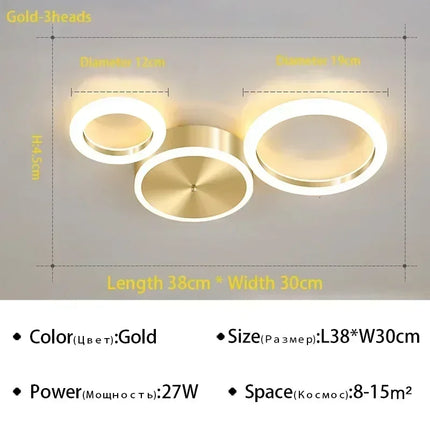 Plafonnier LED moderne en aluminium, luminaire décoratif pour salon et chambre