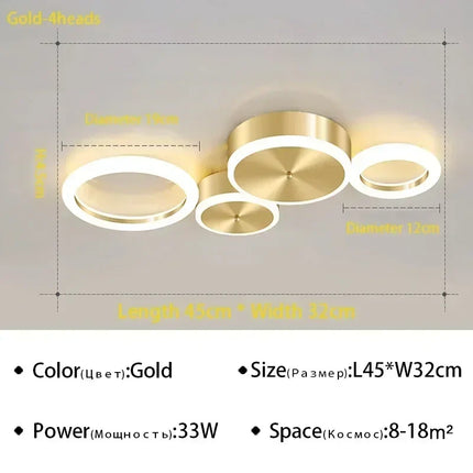 Plafonnier LED moderne en aluminium, luminaire décoratif pour salon et chambre