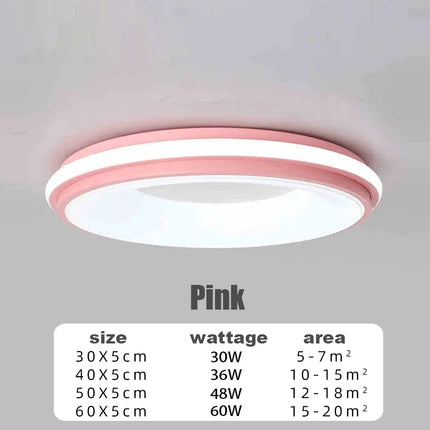 Plafonnier LED Macaron Nordique 30W-48W, lumière chaude, design contemporain