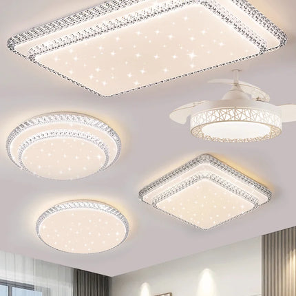 Plafonnier LED moderne design diamant blanc lumière chaude pour salon et chambre