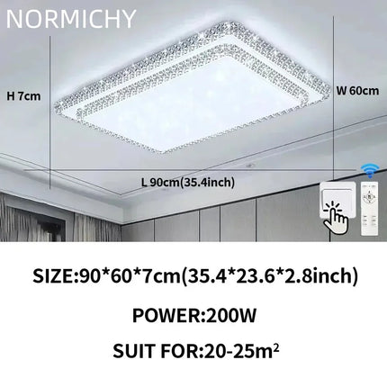 Plafonnier LED moderne design diamant blanc lumière chaude pour salon et chambre