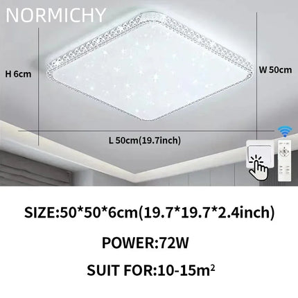 Plafonnier LED moderne design diamant blanc lumière chaude pour salon et chambre