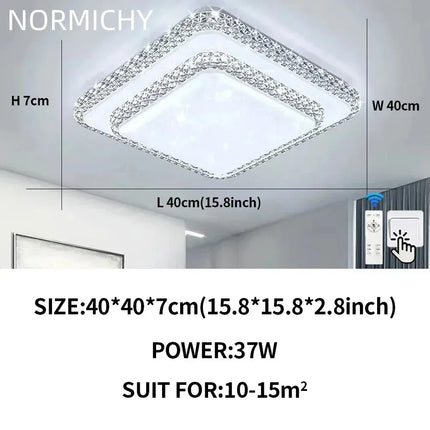Plafonnier LED moderne design diamant blanc lumière chaude pour salon et chambre