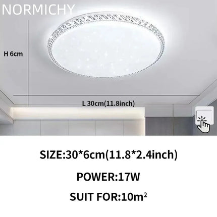 Plafonnier LED moderne design diamant blanc lumière chaude pour salon et chambre