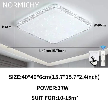 Plafonnier LED moderne design diamant blanc lumière chaude pour salon et chambre