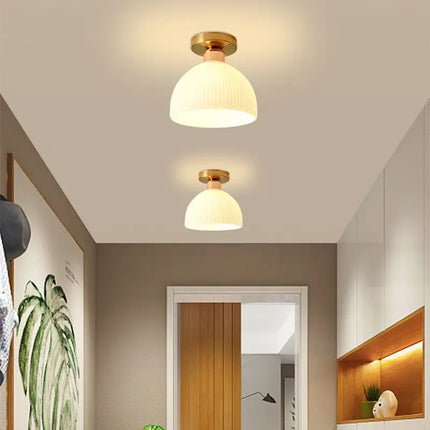 Plafonnier LED en Céramique et Verre, Éclairage Nordique pour Couloir et Allée