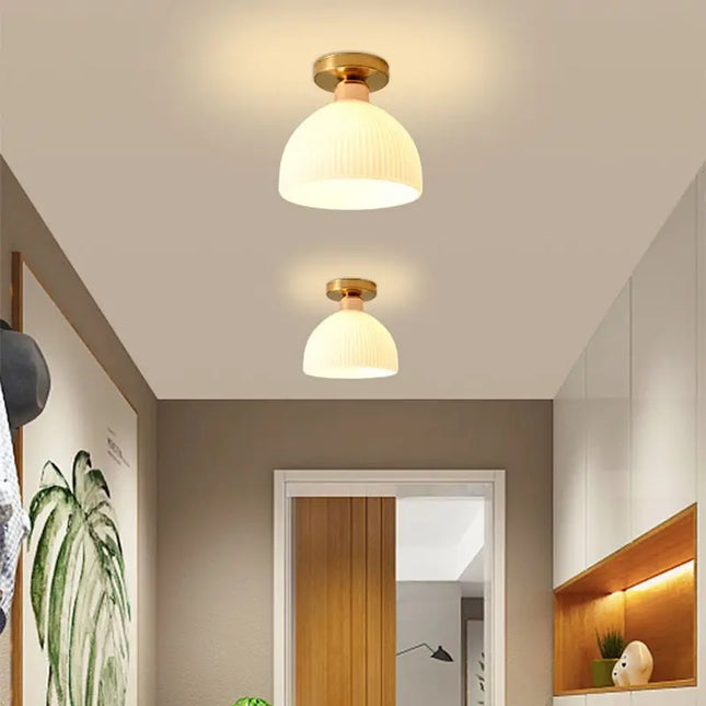 Plafonnier LED en Céramique et Verre, Éclairage Nordique pour Couloir et Allée