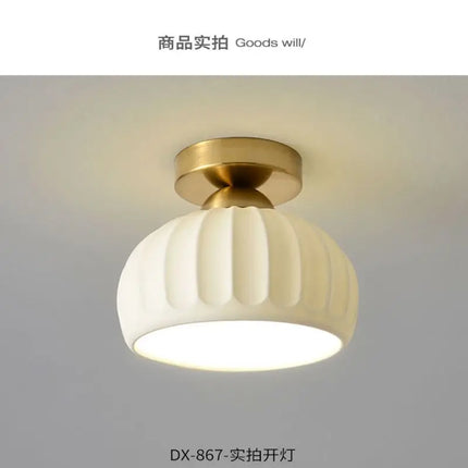 Plafonnier LED en Céramique et Verre, Éclairage Nordique pour Couloir et Allée