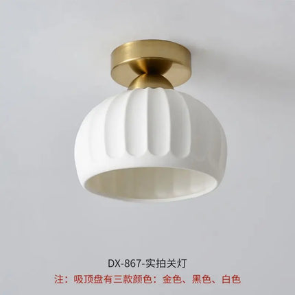 Plafonnier LED en Céramique et Verre, Éclairage Nordique pour Couloir et Allée