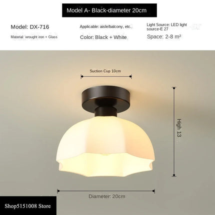 Plafonnier LED en Céramique et Verre, Éclairage Nordique pour Couloir et Allée