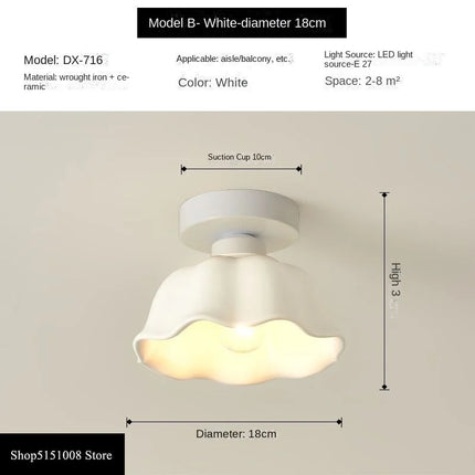 Plafonnier LED en Céramique et Verre, Éclairage Nordique pour Couloir et Allée