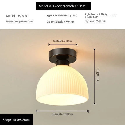 Plafonnier LED en Céramique et Verre, Éclairage Nordique pour Couloir et Allée