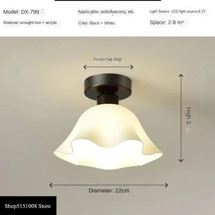 Plafonnier LED en Céramique et Verre, Éclairage Nordique pour Couloir et Allée