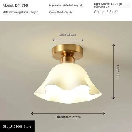 Plafonnier LED en Céramique et Verre, Éclairage Nordique pour Couloir et Allée
