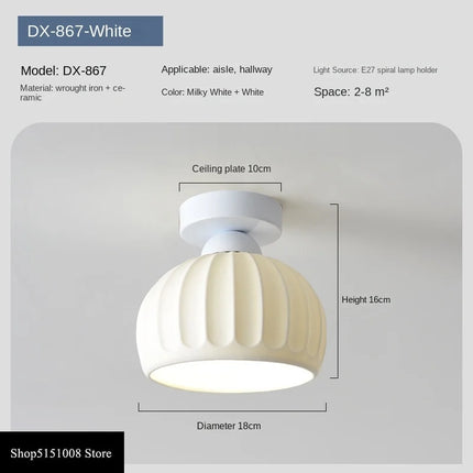 Plafonnier LED en Céramique et Verre, Éclairage Nordique pour Couloir et Allée