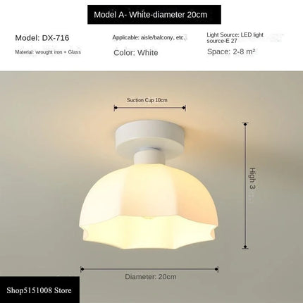 Plafonnier LED en Céramique et Verre, Éclairage Nordique pour Couloir et Allée