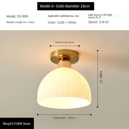 Plafonnier LED en Céramique et Verre, Éclairage Nordique pour Couloir et Allée
