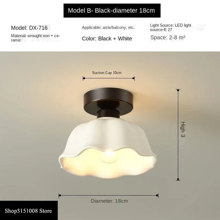 Plafonnier LED en Céramique et Verre, Éclairage Nordique pour Couloir et Allée