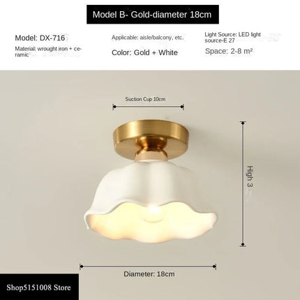 Plafonnier LED en Céramique et Verre, Éclairage Nordique pour Couloir et Allée