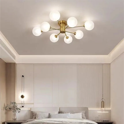 Plafonnier Sputnick design bulle en métal chrome poli pour salon et salle à manger
