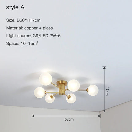 Plafonnier Sputnick design bulle en métal chrome poli pour salon et salle à manger
