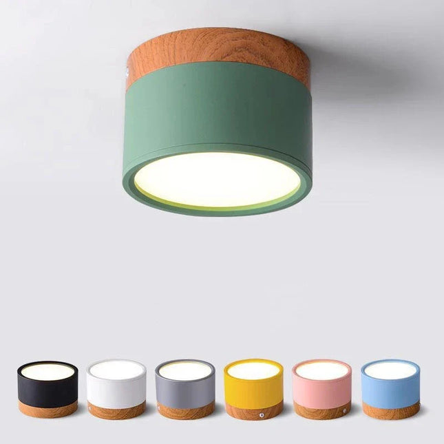 Plafonnier LED Dimmable Bois Moderne 7W-15W pour Chambre et Salon