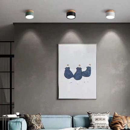 Plafonnier LED Dimmable Bois Moderne 7W-15W pour Chambre et Salon
