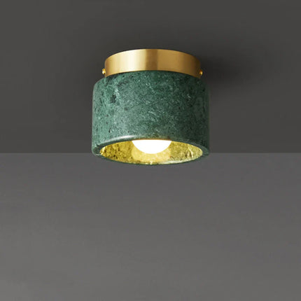 Plafonnier marbre nordique vert et blanc, lumière chaude pour salon et chambre