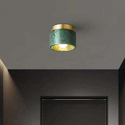 Plafonnier marbre nordique vert et blanc, lumière chaude pour salon et chambre