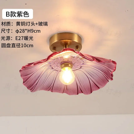 Plafonnier vintage en verre LED 2025, lumière chaude rétro pour salon et couloir