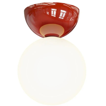 Plafonnier Crème Rouge en Verre et Métal, Lumière d’Entrée Moderne