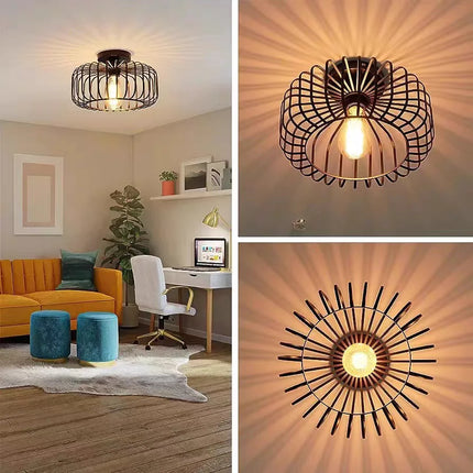 Plafonnier industriel en fer style cage à oiseaux, lumière créative pour salon et chambre
