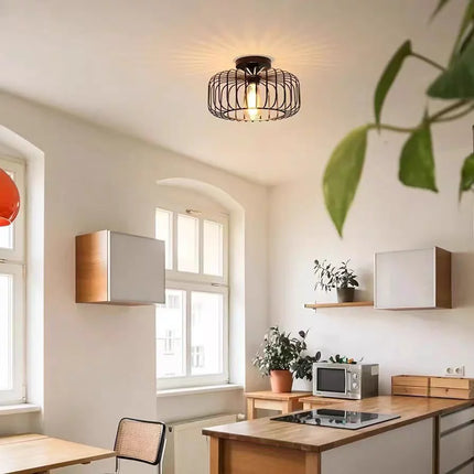 Plafonnier industriel en fer style cage à oiseaux, lumière créative pour salon et chambre