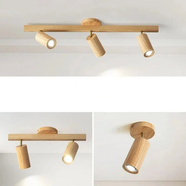 Spot Eclairage Plafonnier LED en Bois Style Japonais pour Intérieur - Luminous Place