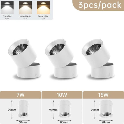 Spot Eclairage LED pliable rotatif 3 couleurs pour intérieur 220V - Luminous Place