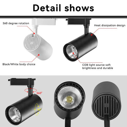 Spot Eclairage Rail Lumineux 220V/110V avec Spots LED COB Design Moderne - Luminous Place