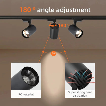 Spot Eclairage LED sur Rail 20 - 50W Design Moderne Lumière Chaude - Luminous Place