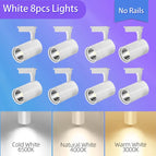 8PCS Blanc Sans Rails / Lumière chaude 3000k