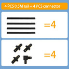 4pcs Noir 0.5m / Lumière Froide 6000k