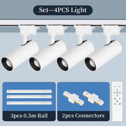 Spot Eclairage LED Dimmable sur Rail Aluminium avec Télécommande, Lumière Chaude et Neutre - Luminous Place